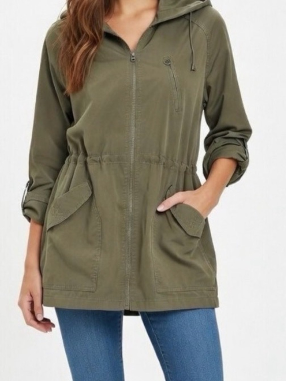 Streetwear Society Olive Utility Hooded Anorak Jacket Medium